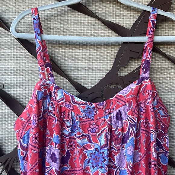 Boho Style Knox Rose Red Floral Spaghetti Strap Midi Summer Sundress w/ POCKETS - Picture 6 of 11